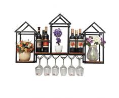 CL-@ Großes Wand-Wein-Regal-Metalleisen für Bar-Holz-Wein-Glas-Halter-Wein-Stand-an der Wand befestigter Wein-Kühler, der Wein-Glas-Regal-Wand-hängendes Würfel-Regal-Lagerregal hängt Wandregal Dekora