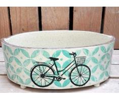 Keramikschale, Brotschale, VintagestyleBike türkis