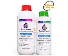 Epoxidharz RESIN4DECOR - Schnell Aushärtend 12 Stunden Gießharz - glasklares 2 Komponenten - Top-Qualität Transparentes Kristallharz- Laminierharz Resin Set für Schmuck Tablett Leinwand Malerei 1500ml