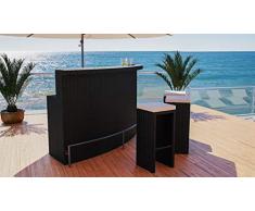 ARTELIA - Flamario Polyrattan Bar, Barhocker Bartisch, Gartenmöbel-Set für Garten, Terrasse, Wintergarten und Balkon, Rattan Gartenmöbel Sitzgruppe, Black Edition