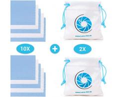 10er Set Mikrofaser-Reinigungstücher in praktischem Aufbewahrungsbeutel: Mikrofasertuch für Kamera Objektiv, Filter, Display, Smartphone und als Brillen-Putztuch für eine gründliche Reinigung