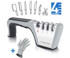 Dusor Messerschaerfer, Messerschärfer Profi, 4 Stufen Messerschleifer, Knife Sharpener, Messerzubehör Schärfwerkzeug Schnell Wiederherstellen und Polieren Klingen, für Küche, Camping & Wandern