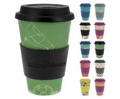 ebos Glücksbringer Coffee-to-Go-Becher aus Bambus | Kaffe-Becher, Trink-Becher | wiederverwendbar, natürliche Materialien, umweltfreundlich, lebensmittelecht, spülmaschinengeeignet (Teamplayer)