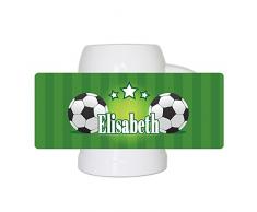 Fußball-Bierkrug mit Namen Elisabeth und schönem Motiv mit Fußbällen und grünem Hintergrund für Frauen - Fan-Bierkrug personalisiert - Deutschland-Krug - Bierhumpen