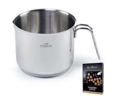 ROSMARINO Edelstahl Induktion Mokkakanne - Moderne Türkische Cezve Kaffeekanne mit 3-Lagiger Stahlboden - Geeignet für Induktion-, Elektro-, Glaskeramik-, Gaskochfelder und Spülmaschinen (Milchtopf)