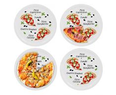 4er Set Pizzateller Margherita groß - 30,5cm Porzellan Teller mit schönem Motiv - für Pizza / Pasta, den großen Hunger oder zum Anrichten geeignet