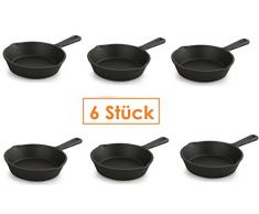 6 x Servierpfanne rund Ø16cm Gusseisen fester Griff ideal zum servieren