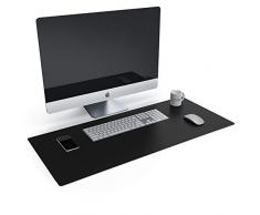CSL Tischunterlage Schreibtischunterlage 90 x 40cm - Premium PU-Leder Schreibunterlage - zusätzliche Anti Rutsch Beschichtung - wasserdicht - auch als Mauspad - für Büro u Zuhause 900x400 mm Schwarz