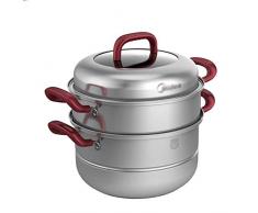 WSJ Großraum-Töpfe, für Küche, Western-Restaurant, Dämpftopf, roter Griff, Verdickung, Edelstahl, Suppentopf Durchmesser 26 cm (Größe: 26 x 26 x 32 cm), 26*26*32CM