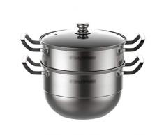 WSJ dicke Töpfe, für Business / Bankett / Camping / Hochzeit / Party / Küche / Kochutensilien / Pastatopf mit Deckel aus gehärtetem Glas (Farbe: Silber, Größe: 28 cm), silber, 28 cm