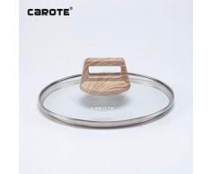 Carote EW 28 cm Glasdeckel, Hitzebeständiger Universal-Glasdeckel für Töpfe und Pfannen, aus gehärtetem Spezialglas mit Edelstahlrand und Belüftung, passend für Carote EW Töpfe & Pfannen 28 cm