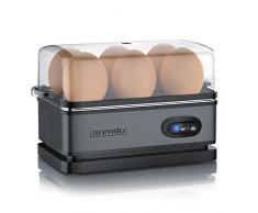 Arendo - Eierkocher Edelstahl mit Warmhaltefunktion - Kipp-Funktionsschalter mit Indikationsleuchte - frei wählbarer Härtegrad - rostfreier gebürsteter Edelstahl - BPA-frei - in Cool Grey