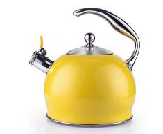 SOTYA Pfeifkessel aus Edelstahl, Teekessel für Herd, Edelstahl Wasserkessel/Teekanne, 1 gratis Silikon-Handschuh im Lieferumfang enthalten, 3L (Gelb)