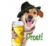 3 Stück A6 Tierpostkarten Postkarten Grußkarte Schäferhund bayerischer Hund mit Bier Masskrug Prost!