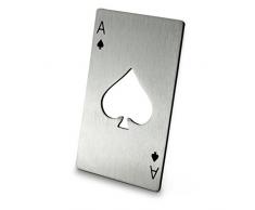 Ganzoo Flaschen-Öffner aus Edelstahl im Poker-Karten Design, Kapsel-Heber Ace of Spades