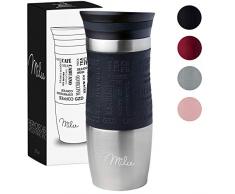 Milu Thermobecher Isolierbecher Kaffeebecher to go - 370ml 100% Auslaufsicher - Trinkbecher aus Edelstahl - Autobecher doppelwand Isolierung - Thermo Becher - Travel Mug - Schwarz