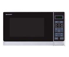 Sharp R242WW Solo-Mikrowelle / 20 L / 800 W / 5 Leistungsstufen / 8 Automatikprogramme / Gewicht- und zeitgesteuerte Auftauen / Kindersicherung / Energiesparmodus / Glasdrehteller (25,5 cm) / weiß