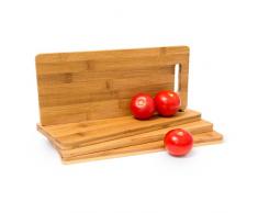 Relaxdays Schneidebrett Bambus mit Griff H x B x T: ca. 1,5 x 35 x 15 cm Küchenbretter im 4er Set auch als Frühstücksbrettchen und Servierbrett aus Holz beidseitig nutzbar messerschonend robust, natur
