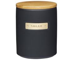 Kitchen Craft MasterClass Zuckerdose aus Steingut mit Messingeffekt, mit luftdichtem Deckel aus Bambus, 1 L (1,75 pt) – schwarz, 25 x 25 cm