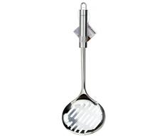 FACKELMANN Abseihlöffel 35 cm OVALGRIFF, Küchenhelfer mit ergonomischem Griff, Schaumlöffel auf Edelstahl (Farbe: Silber), Menge: 1 Stück
