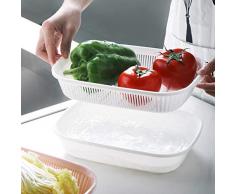 Küche Sieb Sieb Kunststoff Waschschüssel & Siebe Reiswaschmaschine 2 in 1 Küche Sieb/Sieb Schüssel Sets Spülmittel Küchensieb, Nudelsieb, Schüsselset, Stapelbar Salatschüsseln, Gemüse, Pasta (Weiß)