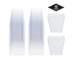 48x Einweg Dessertbecher, Quadrat, 225 ml – Wiederverwendbar Dessertschalen aus Kunststoff - Stabile, Glasklare Fingerfood Plastikschalen für Buffets, Desserts, Vorspeisen, Partys, Catering.
