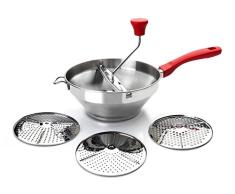 IBILI Passiergerät-Set Luxe mit 3 Scheiben 20 cm, Edelstahl, Silber/rot, 20 x 20 x 25 cm, 4-Einheiten