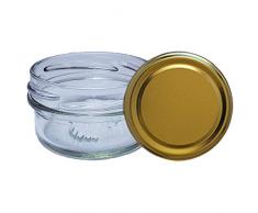 HAUSWIRT 30 Stück X 65ml Einmachgläser • Einkochgläser mit Schraubdeckel to 66 mm Gold • 10, 20, 40, 60, 80, 100, 120, 140, 160 Stück • Große Auswahl Verschiedene Größen und Farben