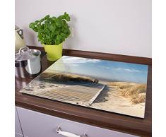 banjado Herdabdeckplatte aus Glas | Herdabdeckung einteilig 60x52cm | Spritzschutz für Ceranfeld oder Induktionsherd | Schneidebrett perfekt für die Küche mit Motiv Dünen