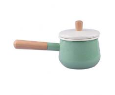 LCZ Antihaft Milchtopf Kochtopf Simmertopf Induktion Kasserolle Nudeltopf Milchkocher Aus Emaille Mit Deckel Und Holzgriff,Grün