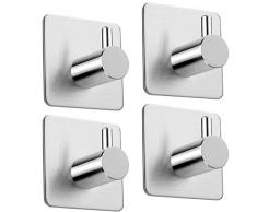 4 Stk. Selbstklebend Handtuchhaken, Aikzik Max 8kg Bademantelhaken Haken Wandhaken Edelstahl rostfrei Bad und Küche Handtuchhalter Kleiderhaken Ohne Bohren