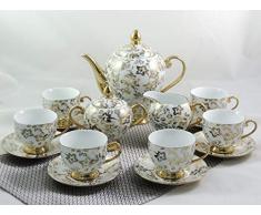 Xiongji 15-TLG Porzellan Teeservice Kaffeeservice Goldserie