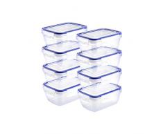 Grizzly Frischhaltedosen Set Rechteckig 8 x 400 ml Vorratsdosen mit Deckel 100% Luft-und Wasserdicht