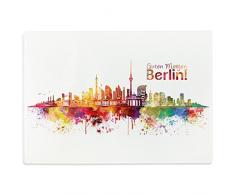 Wandkings Glasschneidebrett „Skyline Berlin“ - Stadt wählbar - Glasschneideplatte, Schneidebrett aus Glas, Frühstücksbrettchen