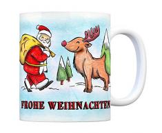 Kaffeebecher mit Weihnachtsmann Rentier Lebkuchen Schneemann Motiv - eine coole Tasse von trendaffe - passende weitere Begriffe dazu: Weihnachtsmann Rentier Lebkuchenmann Schneemann Buntstift Weihnachtsgeschenk Weihnachten Wichteln