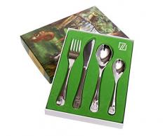 Brillibrum Design Kinderbesteck 4-teilig Silber aus Edelstahl Namens-Gravur mit Bärchen Tier-Motiv Taufgeschenk für Kleinkinder Inkl. Gravur Besteck - Waldtiere