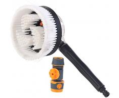 Royal Gardineer Autowaschbürste: Rotierende Auto-Waschbürste für den Gartenschlauch, Durchfluss-Regler (Wasserbürste)