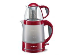 Bosch TTA2010 Teebereiter, Wasserkocher 2 L, Teekanne 0,7 L, Wahlschalter Wasser aufkochen/heiß halten, 1785 W, rot