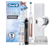 Oral-B Genius 10900 Elektrische Zahnbürste mit Zahnfleischschutz-Assistent, mit 2. Handstück und Reise-Etui, roségold und schwarz
