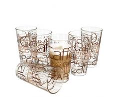 6er Set Latte Macchiato Glas 39cl stapelbar Coffee Dekor
