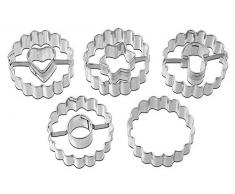 Dr. Oetker 5er Mini-Linzer Ausstecher-Set, Ausstechformen für Weihnachten, Ausstecher für Plätzchen, Kekse und Fondant, vielfältige Motive, Menge: 1 x 5er Set