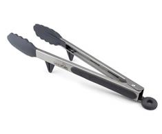 Die schlauere Küchen- und Grillzange! Premium Sandford Küchenzange mit integriertem Standfuß I Hygienisch-sauberes Ablegen beim Kochen, Grillen, Backen und Servieren | Aus Edelstahl mit Silikon in bester LFGB Qualität | lebensmittelsicher