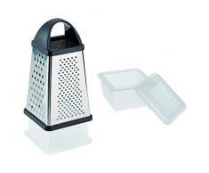 Westmark Vierkantreibe mit Auffangbehälter, 4 Schneid-/Reibeflächen, Höhe: 25 cm, Rostfreier Edelstahl/Kunststoff, Silber/Schwarz, 11882260