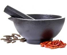 Mörser mit Stößel, aus Gusseisen 1,8 kg Schwer und 13 cm Groß, Standfest und Robust, Premium Gewürzmörser Ideal für Kräuter und Gewürze