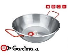 Tiefe Pfanne aus Spanien, Paella Schüssel, D=50cm, Stahl poliert 18Liter