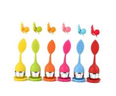 Mlying 6 Stück Set Teeei aus Edelstahl und Silikon mit 6er Set süße Schnecke Form Teebeutel Halter