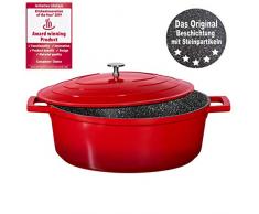 STONELINE® Gourmet Bräter 32 x 25 cm, mit Aluguss-Deckel, kirschrot