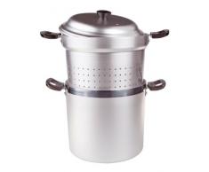 Pentole Agnelli Pastatopf/Spaghettitopf mit Einsatz und Deckel, BLTF-Aluminium, Bakelitgriffe, 8 l, 22 cm, silberfarben