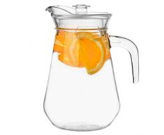 ORION Glaskaraffe Glas Karaffe KrugGlas 1,3 L Krug mit Deckel und Auslauf