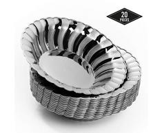 20 Plastik Einweg Schüssel, Elegantes Silber, 18,5 cm | Stabile & Wiederverwendbar| Suppenschüssel Einwegschalen Einweggeschirr| für Geburtstage Partys Hochzeiten Brautduschen Babypartys.